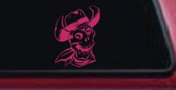 Western Cowboy Skull Car or Truck Window Decal Sticker (Hot Pink)