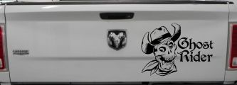Ghost Rider Cowboy Skull Car or Truck Window Decal Sticker (Black)