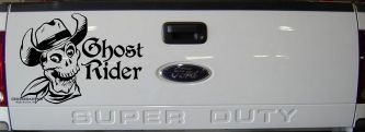 Ghost Rider Cowboy Skull Car or Truck Window Decal Sticker (Matte Black)