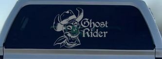 Ghost Rider Cowboy Skull Car or Truck Window Decal Sticker (Telegrey)