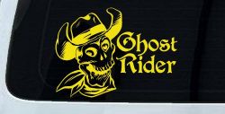 Ghost Rider Cowboy Skull Car or Truck Window Decal Sticker (Yellow)