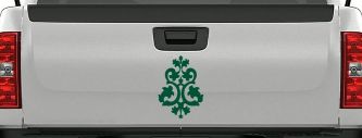 Swirl Vine Accents Car or Truck Window Decal Sticker (Dark Green)