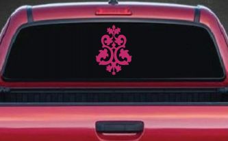 Swirl Vine Accents Car or Truck Window Decal Sticker (Hot Pink)