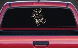 Cowboy Western Teddy Bear Western Car or Truck Window Decal Sticker (Desert Sand)