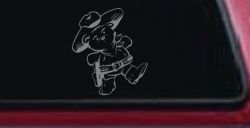 Cowboy Western Teddy Bear Western Car or Truck Window Decal Sticker (Telegrey)