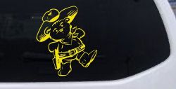 Cowboy Western Teddy Bear Western Car or Truck Window Decal Sticker (Yellow)