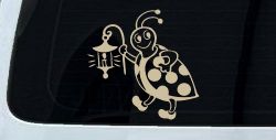 Cute Ladybug With Lantern Car or Truck Window Decal Sticker (Desert Sand)