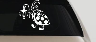 Cute Ladybug with Lantern Decal - Car Truck Window Vinyl Sticker