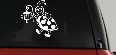 Cute Ladybug with Lantern Decal - Car Truck Window Vinyl Sticker