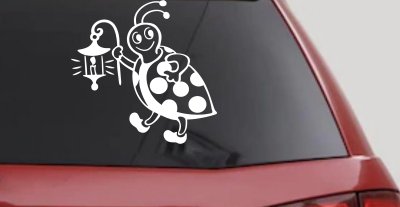 Cute Ladybug with Lantern Decal - Car Truck Window Vinyl Sticker