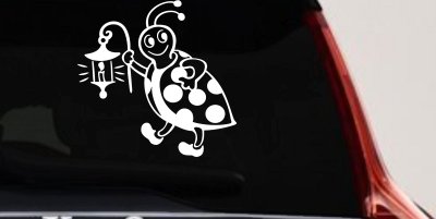 Cute Ladybug with Lantern Decal - Car Truck Window Vinyl Sticker