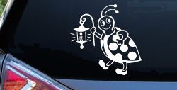 Cute Ladybug With Lantern Car or Truck Window Decal Sticker