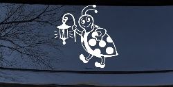 Cute Ladybug With Lantern Car or Truck Window Decal Sticker
