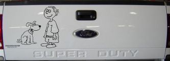 Child With Dog Stick Family Car or Truck Window Decal Sticker (Black)