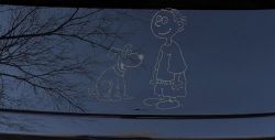 Child With Dog Stick Family Car or Truck Vinyl Window Decal Sticker (Silver)