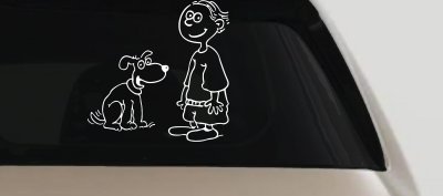 Child With Dog Stick Family Car or Truck Vinyl Window Decal Sticker
