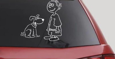 Child With Dog Stick Family Car or Truck Vinyl Window Decal Sticker