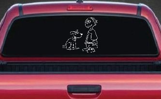 Child With Dog Stick Family Car or Truck Window Decal Sticker