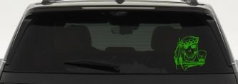 Native American Indian Skull with Tomahawk Skulls Car or Truck Window Decal Sticker (Lime)