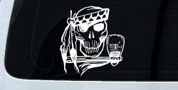 Native American Indian Skull with Tomahawk Skulls Car or Truck Window Decal Sticker