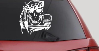 Native American Indian Skull Tomahawk Decal Car Truck Window Vinyl Sticker