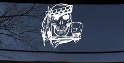 Native American Indian Skull with Tomahawk Skulls Car or Truck Window Decal Sticker