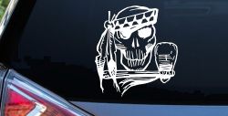 Native American Indian Skull with Tomahawk Skulls Car or Truck Window Decal Sticker
