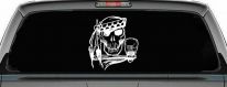 Native American Indian Skull with Tomahawk Skulls Car or Truck Window Decal Sticker