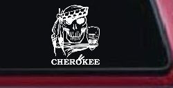 Cherokee Native American Indian Skull and Tomahawk Skulls Car or Truck Window Decal Sticker