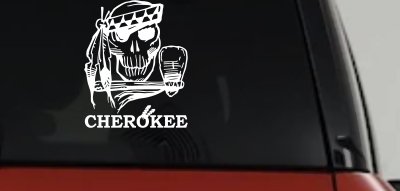 Cherokee Skull Tomahawk Decal - Car Truck Window Vinyl Sticker