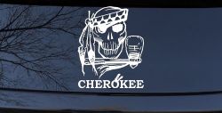 Cherokee Native American Indian Skull and Tomahawk Skulls Car or Truck Window Decal Sticker