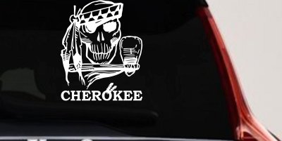 Cherokee Skull Tomahawk Decal - Car Truck Window Vinyl Sticker