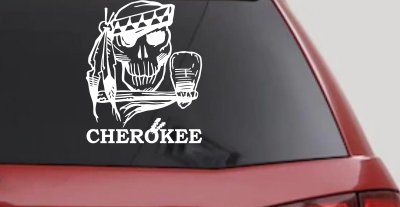 Cherokee Skull Tomahawk Decal - Car Truck Window Vinyl Sticker