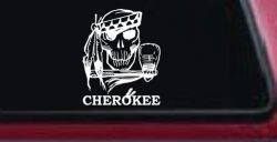 Cherokee Native American Indian Skull and Tomahawk Skulls Car or Truck Window Decal Sticker