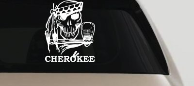 Cherokee Skull Tomahawk Decal - Car Truck Window Vinyl Sticker
