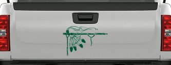 Native American Indian Peace Pipe Western Car or Truck Window Decal Sticker (Dark Green)