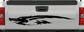 Flying Asian Dragon Car or Truck Window Decal Sticker (Black)