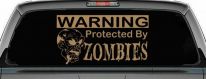 Protected By Zombies Funny Car or Truck Window Decal Sticker (Light Brown)