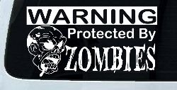 Protected By Zombies Funny Car or Truck Window Decal Sticker