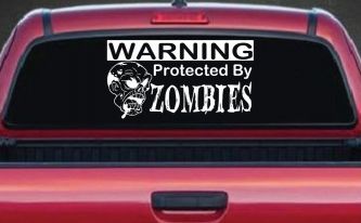 Protected By Zombies Funny Car or Truck Window Decal Sticker