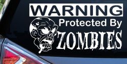 Protected By Zombies Funny Car or Truck Window Decal Sticker