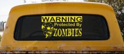 Protected By Zombies Funny Car or Truck Window Decal Sticker (Yellow)