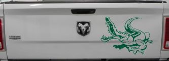 Snapping Alligator or Crocodile Car or Truck Window Decal Sticker (Dark Green)