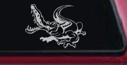 Snapping Alligator or Crocodile Car or Truck Window Decal Sticker (Light Gray)