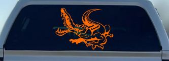 Snapping Alligator or Crocodile Car or Truck Window Decal Sticker (Orange)