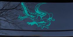 Snapping Alligator or Crocodile Car or Truck Window Decal Sticker (Turquoise)