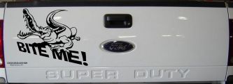 Bite Me Alligator or Crocodile Car or Truck Window Decal Sticker (Black)