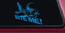 Bite Me Alligator or Crocodile Car or Truck Window Decal Sticker (Blue)
