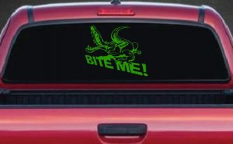 Bite Me Alligator Crocodile Car Truck Window Decal Sticker Vinyl (Lime)