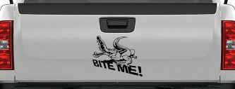 Bite Me Alligator or Crocodile Car or Truck Window Decal Sticker (Matte Black)